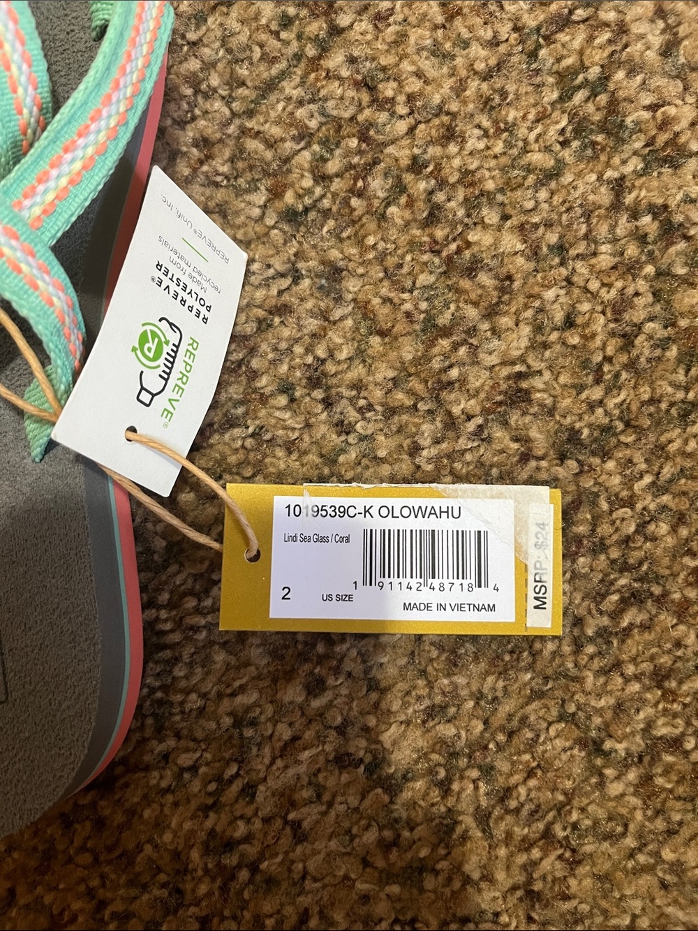 Teva Kids Gray Sandals with Mint and Peach Straps - Picture 3 of 3